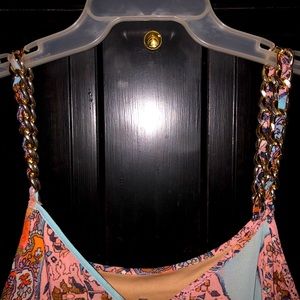 Neiman Marcus gold shoulder straps dress